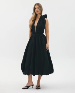 Sukienka midi o kroju bombki czarna